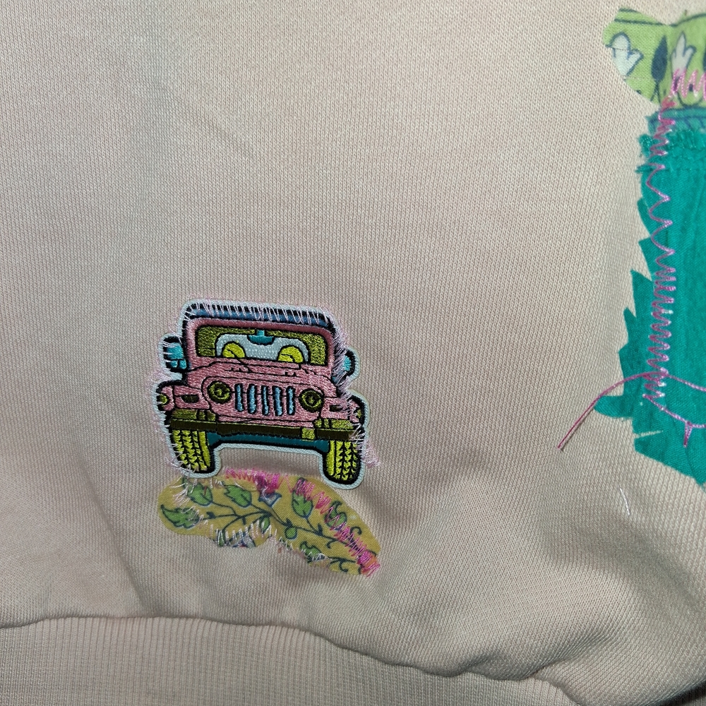 Handmade Altered  Reebok Upcycled  Reworked Peace Sign Hippie Embleshed Sz SM - Picture 3 of 7